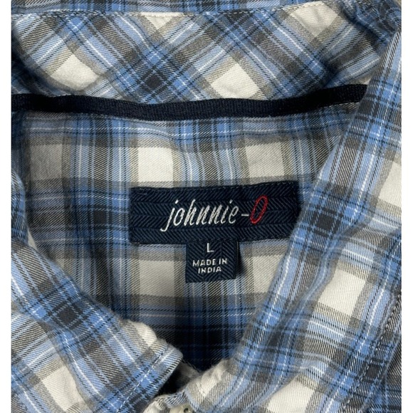 Johnnie-O Shirt Mens Large Blue Plaid Button Up Long Sleeve Egyptian Cotton - Picture 6 of 10